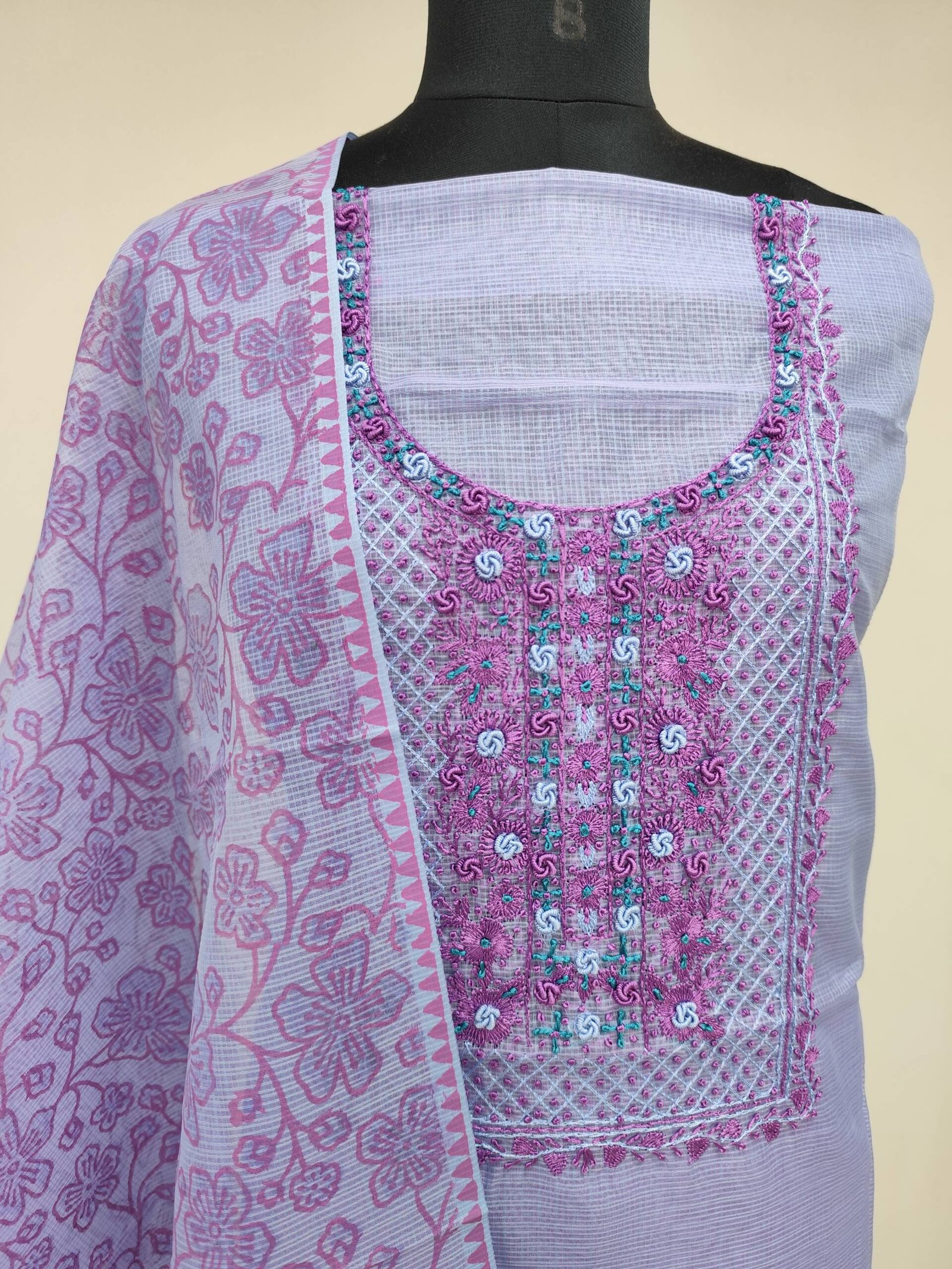 SILKY KOTA HAND EMBROIDERED SUIT