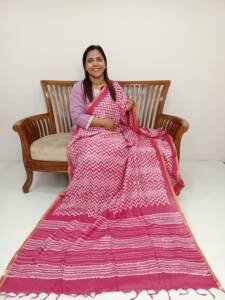 LINEN COTTON BATIK PRINTED SAREE'S