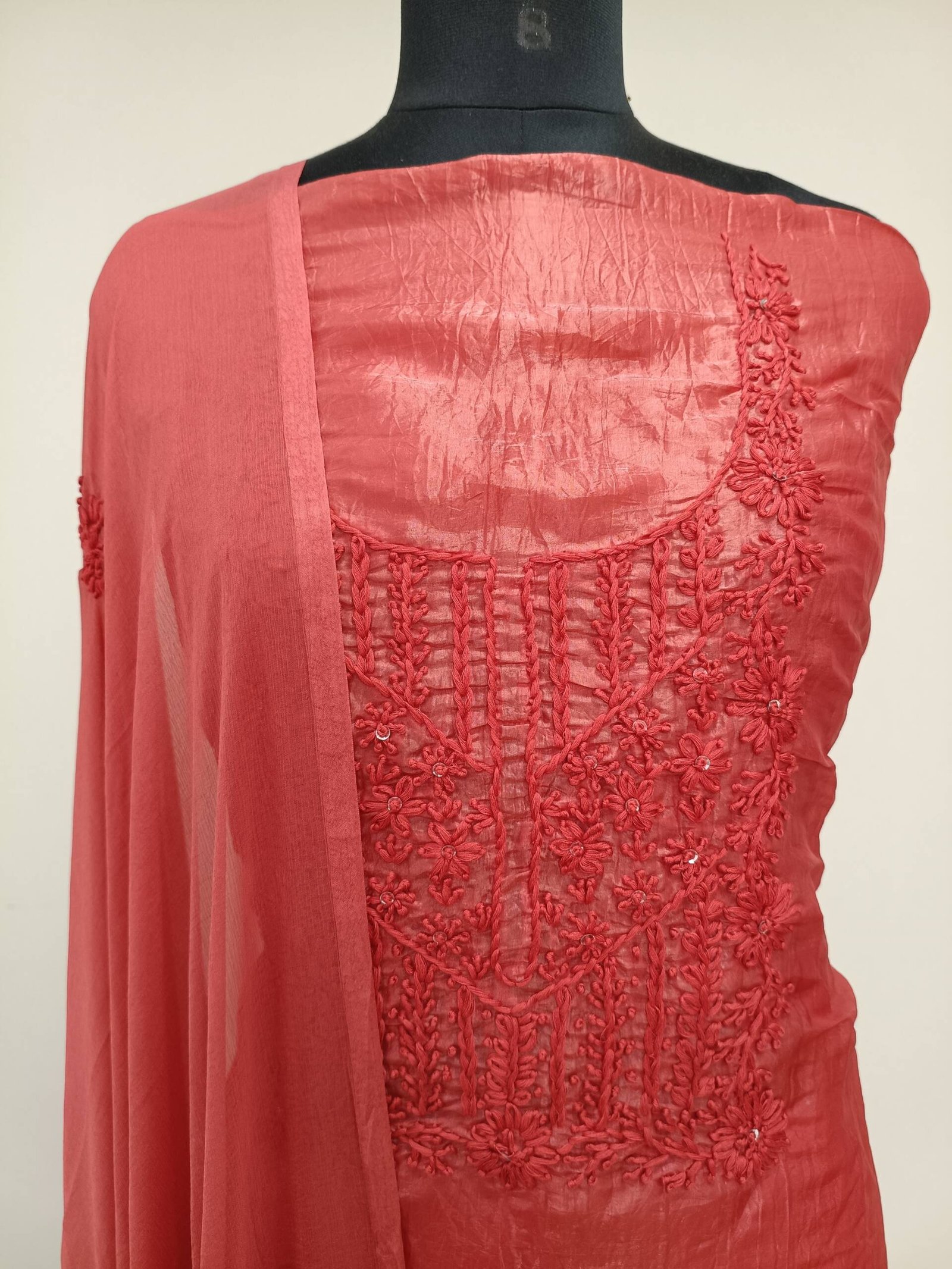 CRUSHED SILK HAND EMBROIDERED SUIT