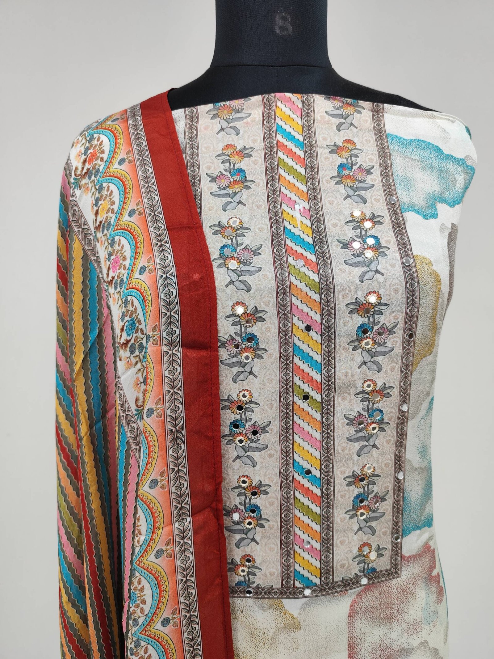 CREPE SILK MULTI COLORED SUIT
