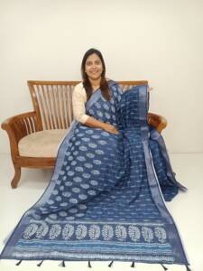 SEMI LINEN COTTON PRINTED SAREE