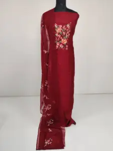 CHANDERI SILK HAND WORKED SALWAR SUITS