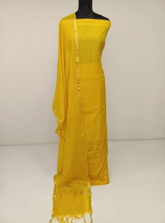 SEMI CHANDERI SILK SALWAR SUITS
