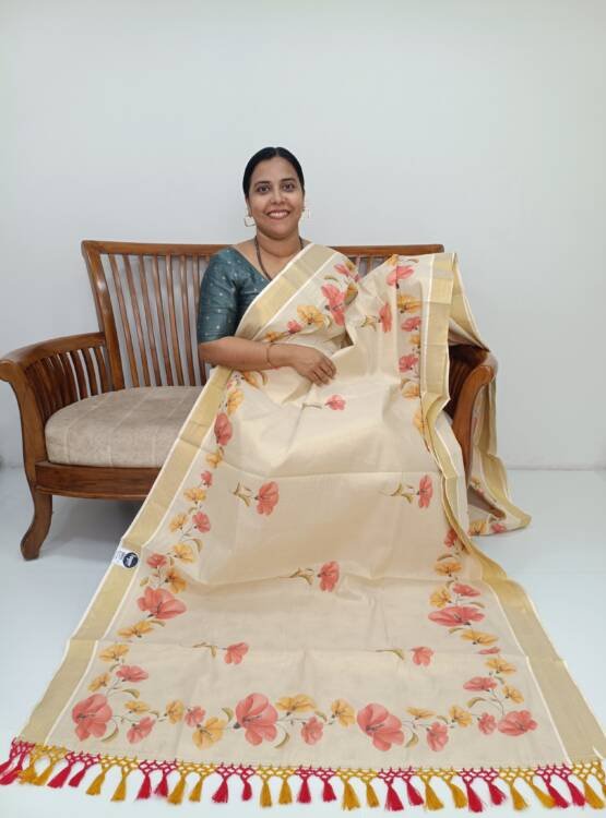 FLORAL PRINTED KERALA SAREES