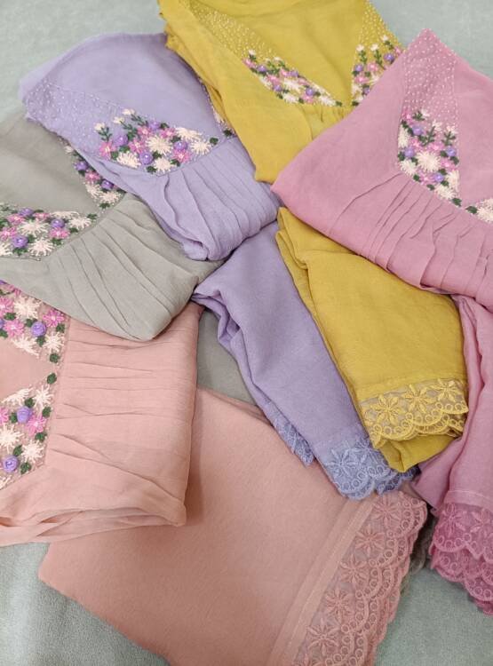 CREPE SILK EMBROIDERED SALWAR SUITS