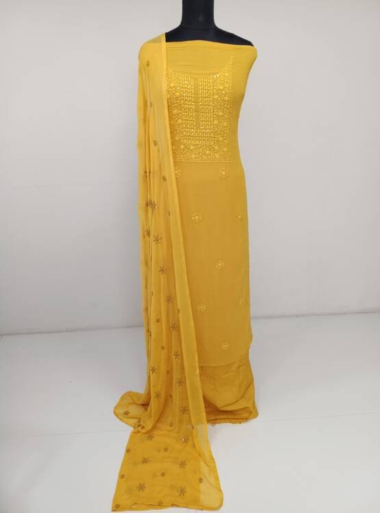 CREPE GEORGETTE EMBROIDERED SALWR SUITS