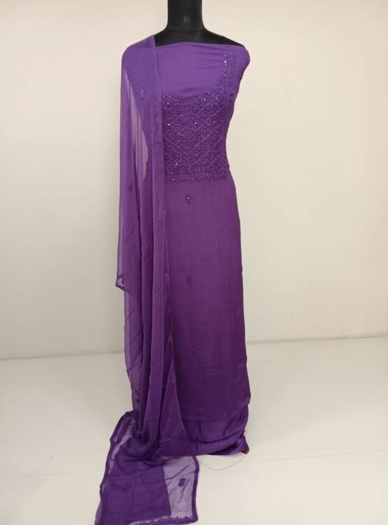 CREPE SILK EMBROIDERED SALWAR SUIT