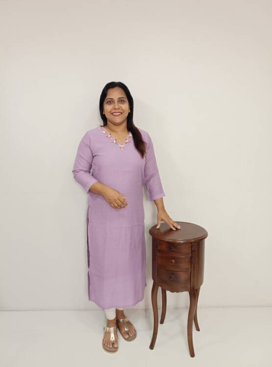 CREPE HAND EMBROIDERED KURTI