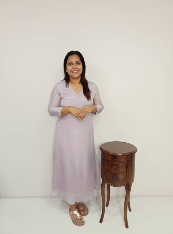 CREPE SILK HAMDWORK KURTI