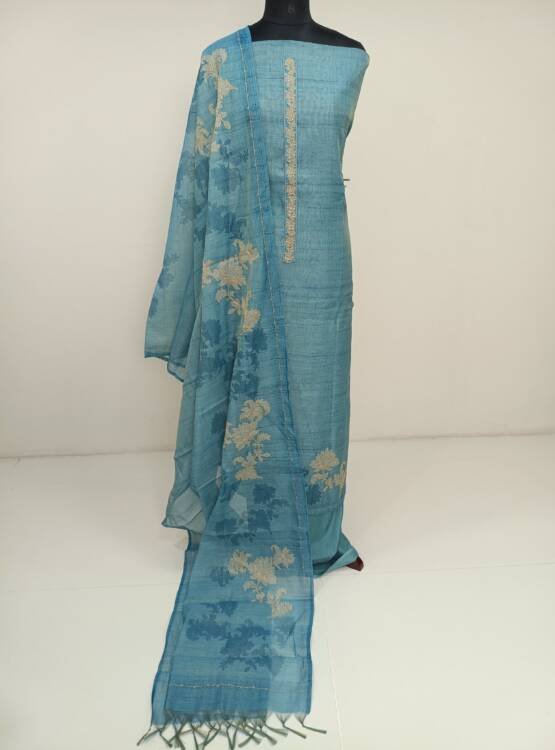SEMI LINEN SILK EMBROIDERED SALWAR SUITS