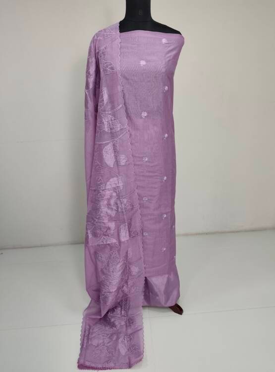 CHANDERI SILK APPLIQUE WORKED SUITS