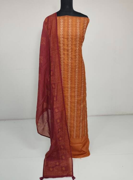 SEMI CHANDERI SILK SUITS