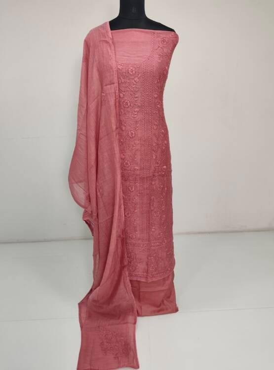 MAL CHANDERI LUCKNOWI EMBROIDERED SUITS