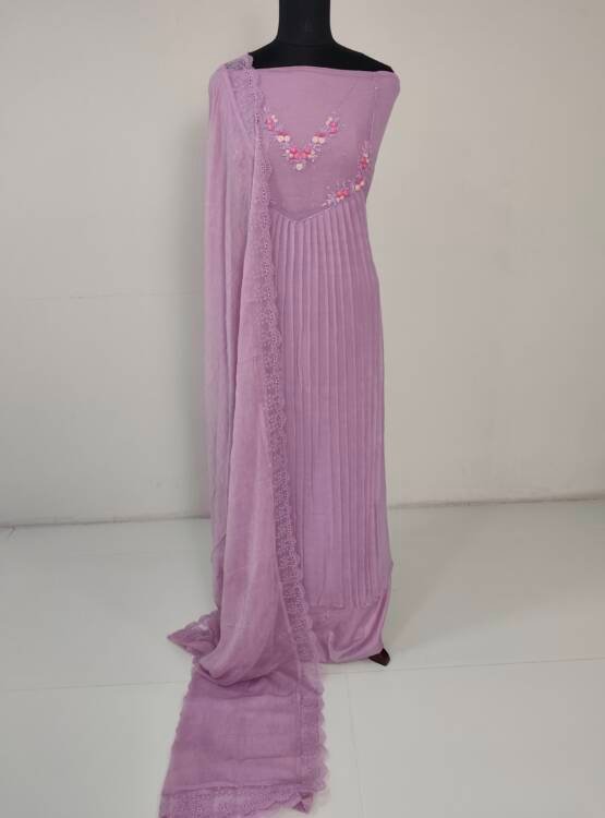 CREPE SILK HAND WORKED SALWAR SUITS