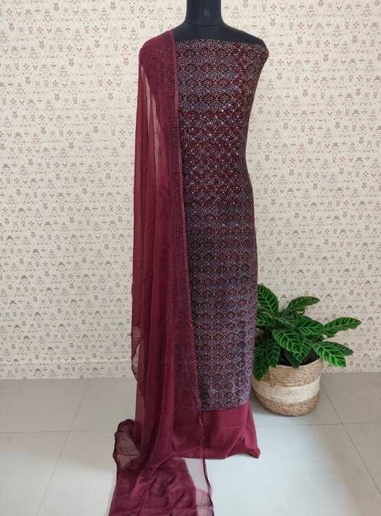 CHANDERI SILK HAND WORKED SUITS