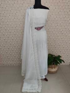 CRUSHED SILK EMBROIDERED SUITS