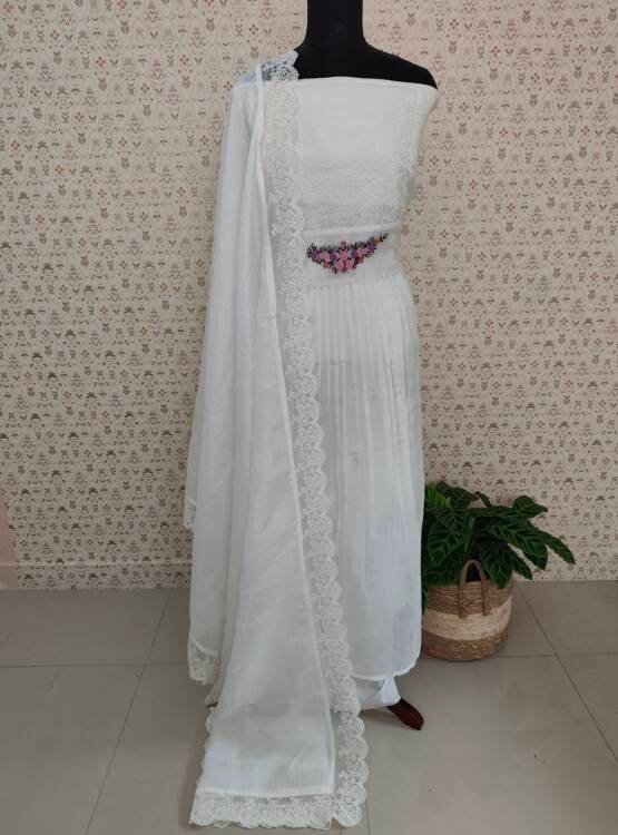 CRUSHED SILK EMBROIDERED SUITS