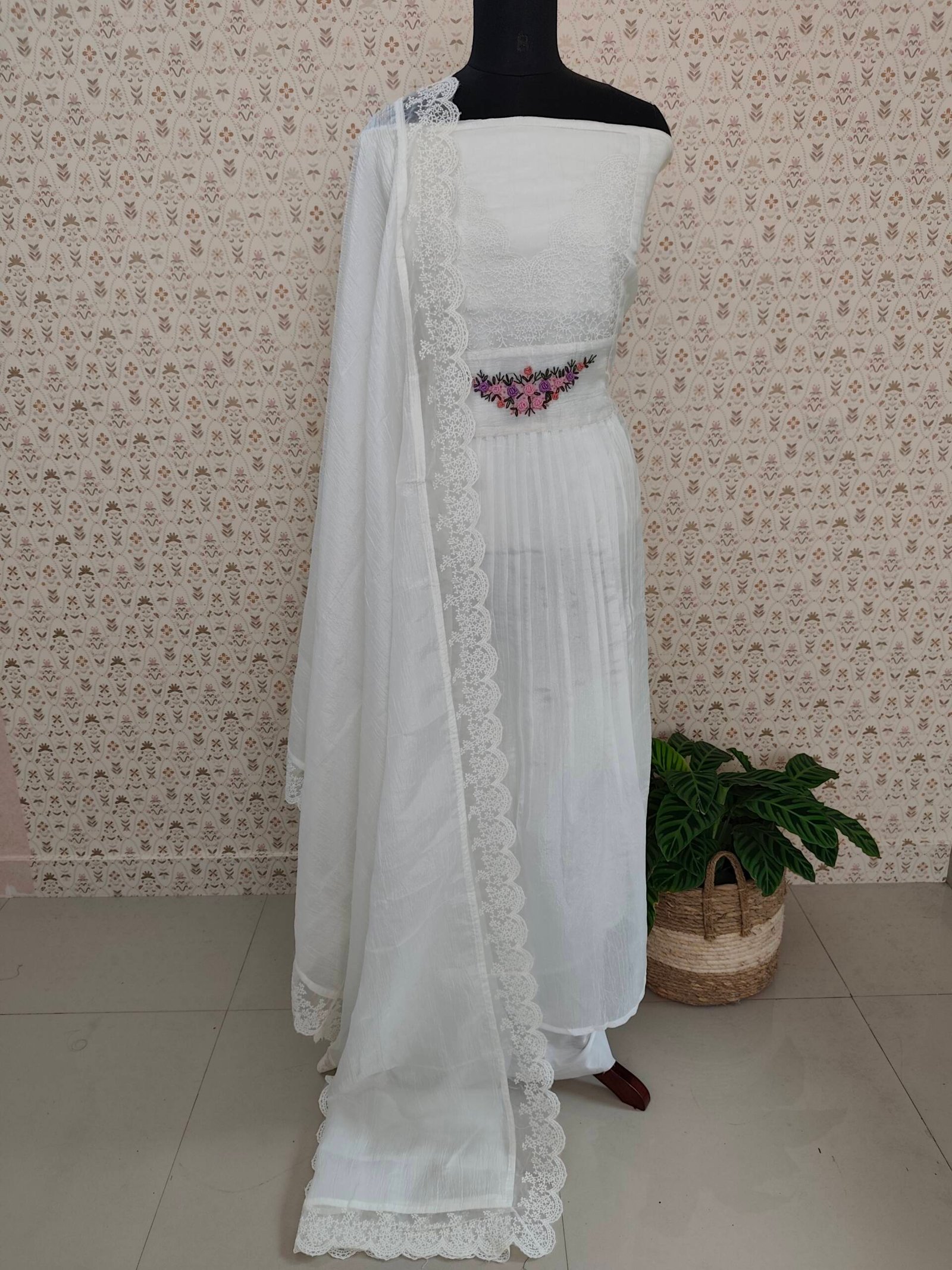 CRUSHED SILK EMBROIDERED SUITS