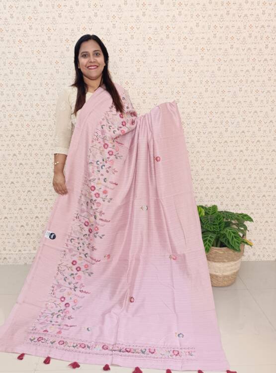 SEMI JUTE SILK EMBROIDERED SAREES