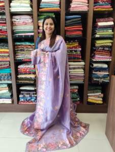CRUSHED SILK CUTWORK SAREES