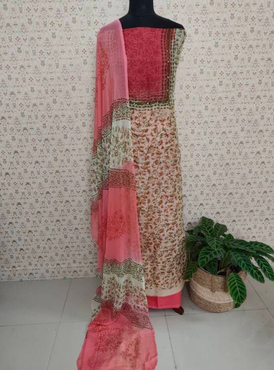 SUPER NET KOTA MIRROR WORKED SUIT