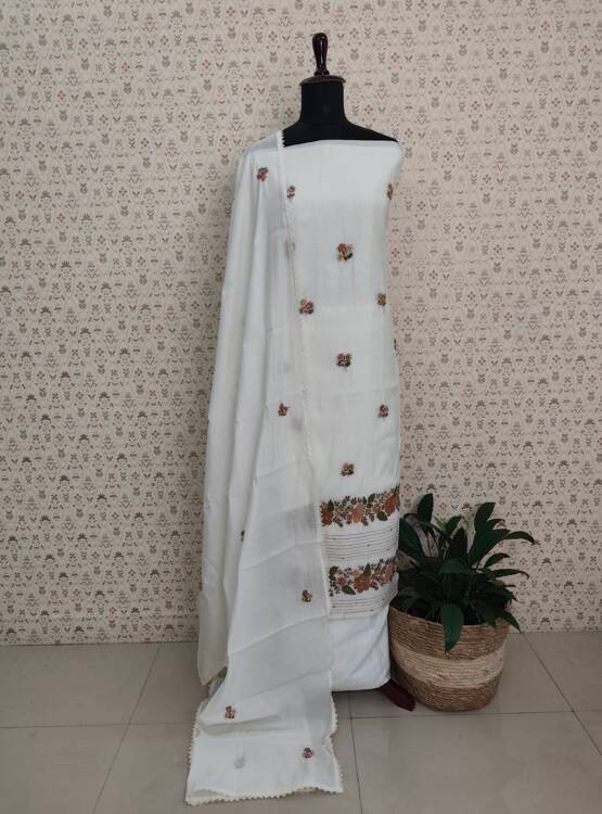 MAL CHANDERI SILK HAND EMBROIDERED SUITS