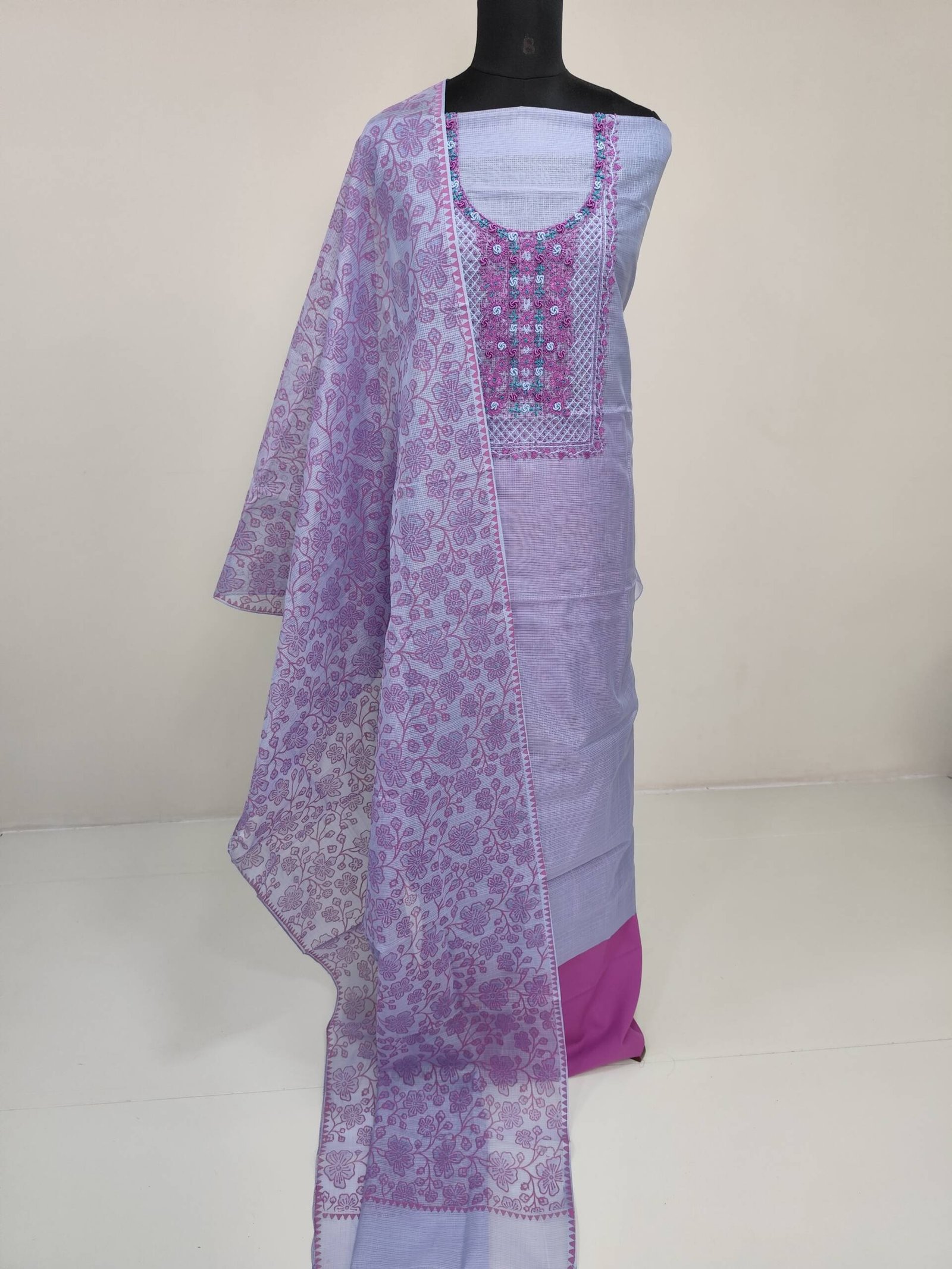 SILKY KOTA HAND EMBROIDERED SUIT