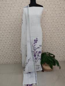 PURE LINEN APPLIQUE WORKED SUIT