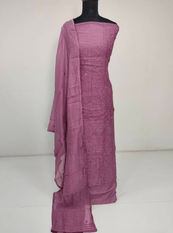 PURE MAL CHANDERI EMBROIDERED SALWAR SUIT