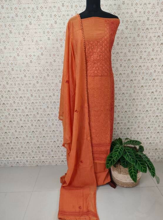MAL CHANDERI SILK EMBROIDERED SUITS