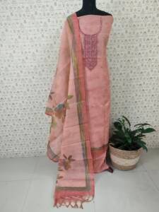 CHANDERI SILK HAND WORK SALWAR SUIT