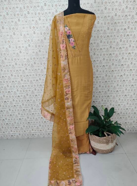 CHANDERI SILK HAND WORKED SUITS