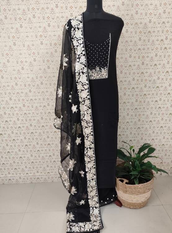 PURE CHANDERI HAND WORKED SALWAR SUIT
