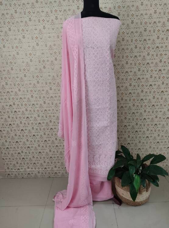 COTTON LUCKNOWI EMBROIDERED SALWAR SUITS