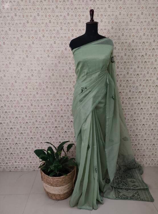 SEMI LINEN TISSUE SAREE
