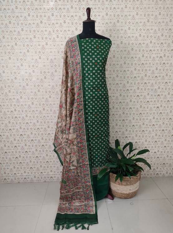 SEMI CHANDERI SILK SALWAR SUIT
