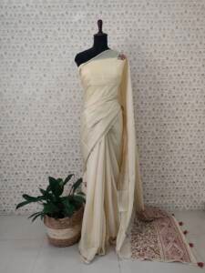SOFT SILK HAND EMBROIDERED SAREE