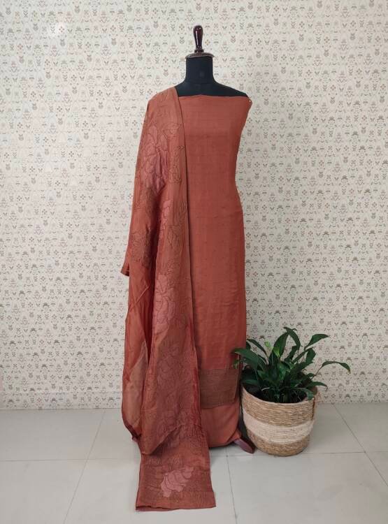 SOFT SILK APPLIQUE WORKED SUITS