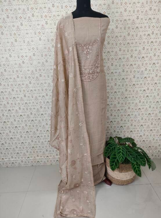 PRINTED CHANDERI SILK SUITS