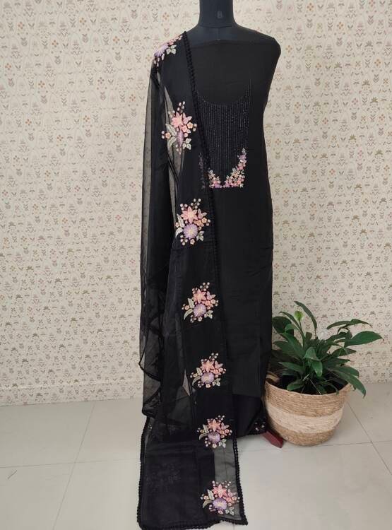 CHANDERI SILK EMBROIDERED SUITS