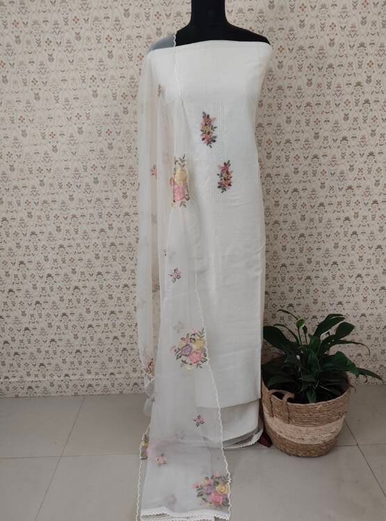 CHANDERI SILK EMBROIDERED SUITS