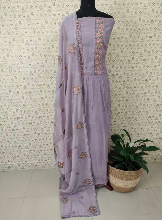 MAL CHANDERI SILK EMBROUIDERED SUITS