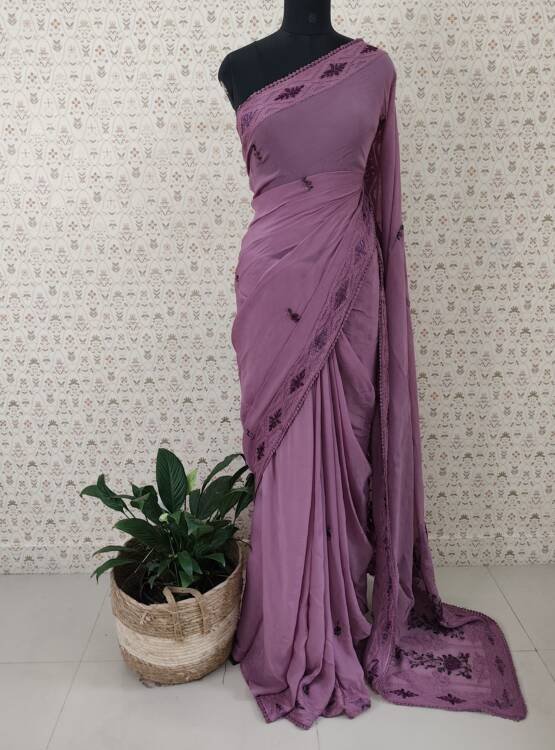 ORGANZA LUCKNOWI EMBROIDERED SAREES