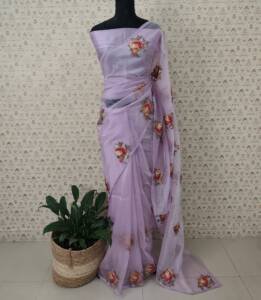 TISSUE ORGANZA EMBROIDERED SAREES