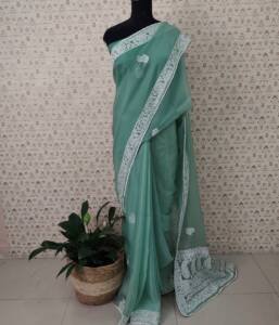 ORGANZA LUCKNOWI EMBROIDERED SAREES