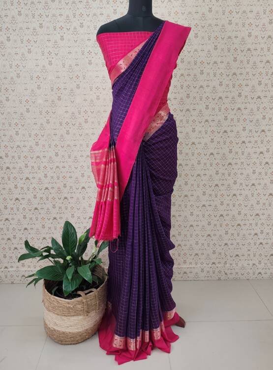 SEMI CHANDERI SILK BANARASI SAREES