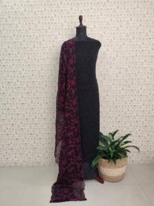 CREPE CHIFFON LUCKNOWI SUITS