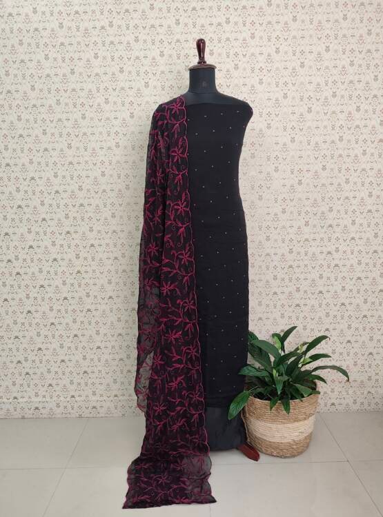 CREPE CHIFFON LUCKNOWI SUITS