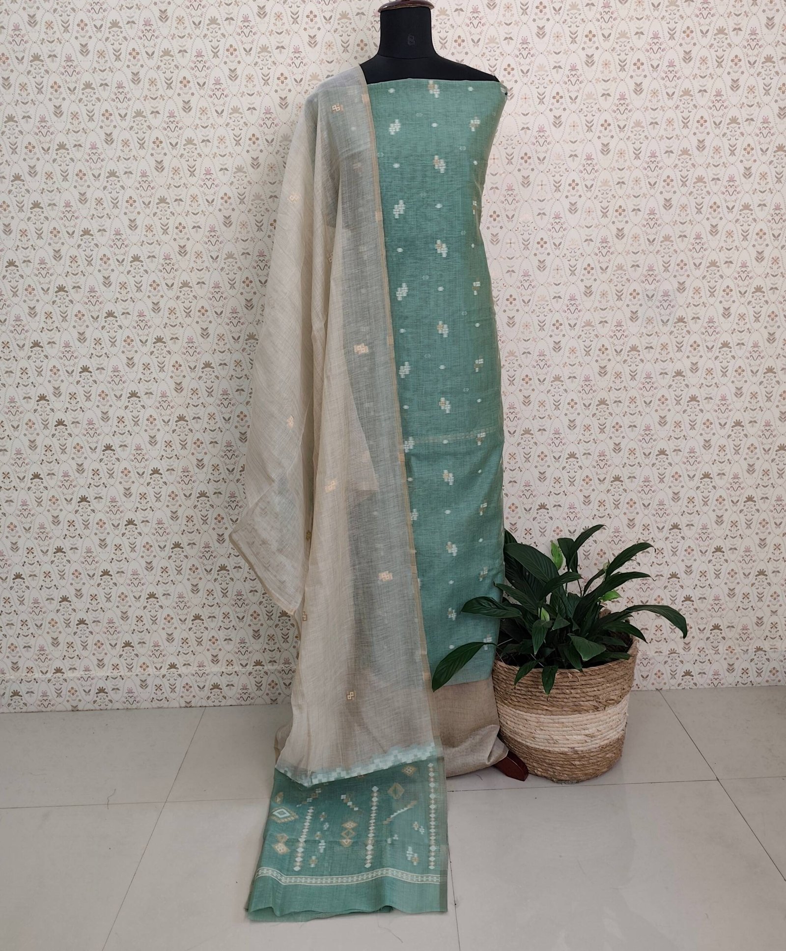 CHANDERI SILK JAMDHANI WEAVING SUITS
