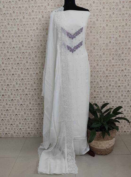 PURE VISCOSE ORGANZA HAND WORKED SUITS